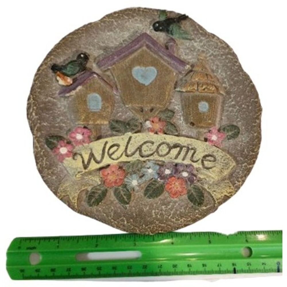 T9  Decorative Round Welcome Stepping Stone For Garden Or Wall Birdhouses